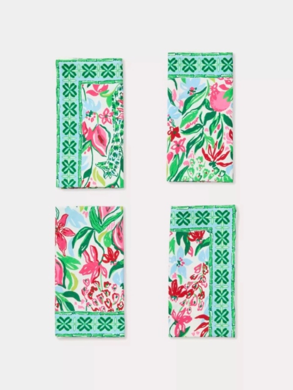 NEW Lilly Pulitzer Set of 4 Cloth Napkins in Multi Glowing Gardens Print